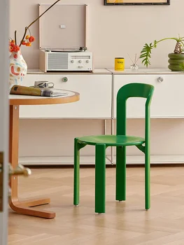 Обеденный стул из массива дерева в стиле ретро Стул Скандинавский домашний роскошный зеленый стул со спинкой