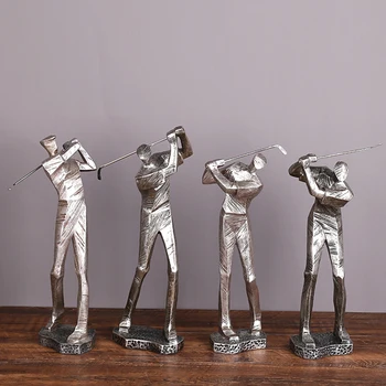 огромный игрок в гольф статуэтка из смолы статуя спортсмена промышленная геометрическая форма аксессуар для гольфа свет роскошный клубный бар домашний декор