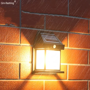 Открытый водонепроницаемый солнечный настенный светильник с датчиком движения Фонари для крыльца Солнечная лампа с автоматическим контролем света для освещения садовых ворот