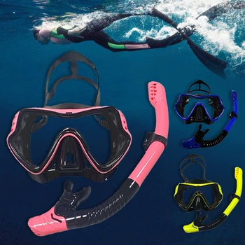 Панорамные очки для плавания с широким обзором и маской для носа Трубка Легко регулируется с помощью маски для дайвинга Профессиональное снаряжение для подводного плавания для взрослых