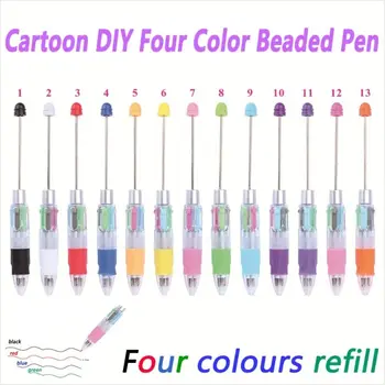 Пластиковая четырехцветная шариковая ручка своими руками Новая портативная гладкая ручка для письма 4 цвета бисера 4 цвета Ручка для подписи