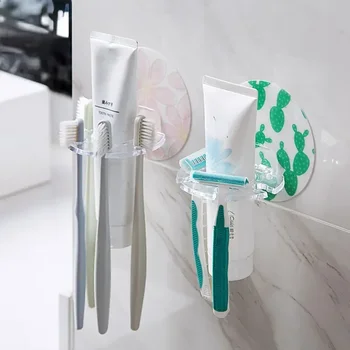 Пластиковый держатель для зубных щеток Стойка для хранения зубной пасты Бритва Диспенсер для зубных щеток Органайзер для ванной комнаты Аксессуары Инструменты