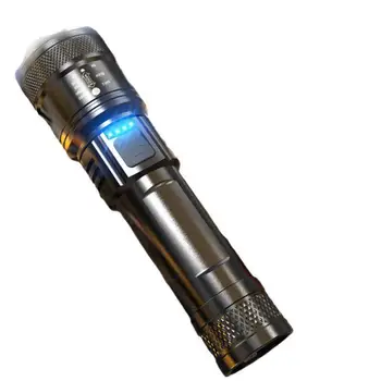  Светодиодный фонарик Сильный свет Зарядка на открытом воздухе Супер яркий USB Телескопическая фокусировка Аварийный бытовой фонарик Кемпинг