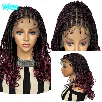 Синтетический кружевной передний парик Плетеные парики 20 дюймов Черный бордовый парик для черных женщин Американский африканский парик оптом дешево