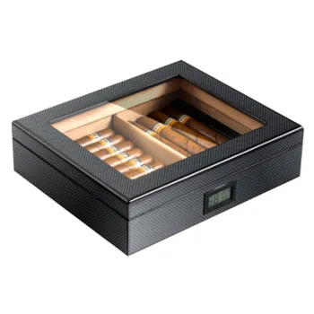 Хьюмидор для сигар с гигрометром Увлажнитель Хьюмидор Портативная коробка для сигар Увлажняющая коробка для сигар из углеродного волокна