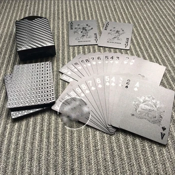  Черный Пластик Фольга Фольга Покер Карты Волшебные Трюки ПЭТ Экологически чистые игральные карты Карты-Продвинутый Пластиковый Покер
