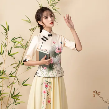 Элегантный современный Чхонсам Элегантный ретро Спектакль Шоу Qipao Welcome Одежда Китайский стиль Платье Ханьфу для женщин