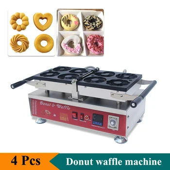  Электрическая машина для изготовления пончиков 4 формы Машина для приготовления тортов Коммерческая машина для изготовления пончиков для тортов Нержавеющая сталь